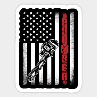 Plumber American Flag Sticker